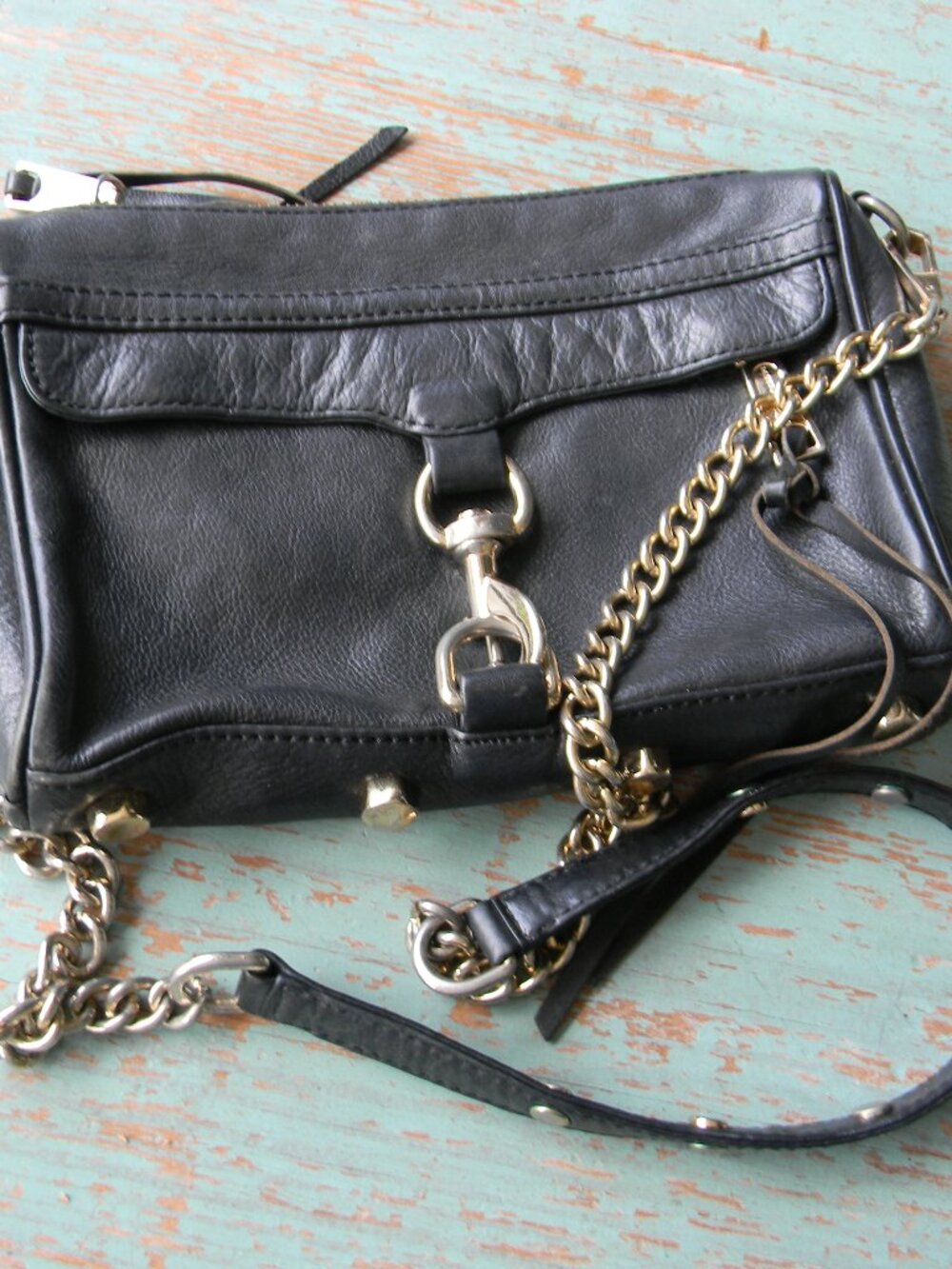 Rebecca Minkoff SMALL MAC Black Leather Chain Strap Classic Crossbody Bag